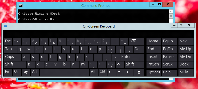 command for onscreen keyboard windows 7