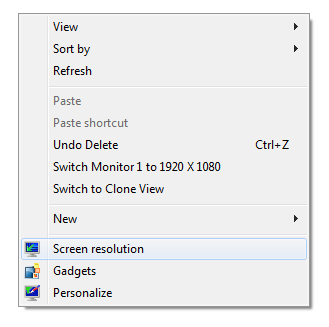 Desktop Right Click Menu on Windows 7