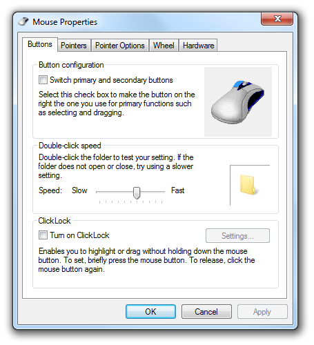 Mouse Properties controllable from Control Panel