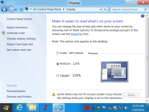 Display Settings of Windows 8