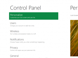 New Style Control Panel of Windows 8