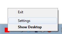 System Tray Menu of Show Desktop Software Utility