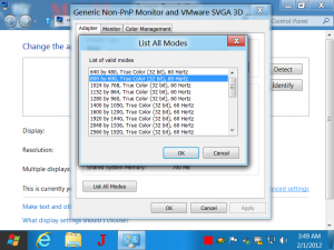 View all the display modes supported by your Windows 8 Computer