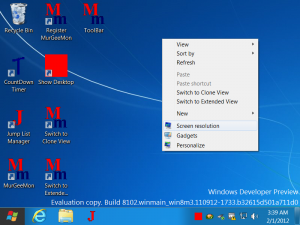 Launch Screen Resolution from Desktop Right Click Menu of Windows 8