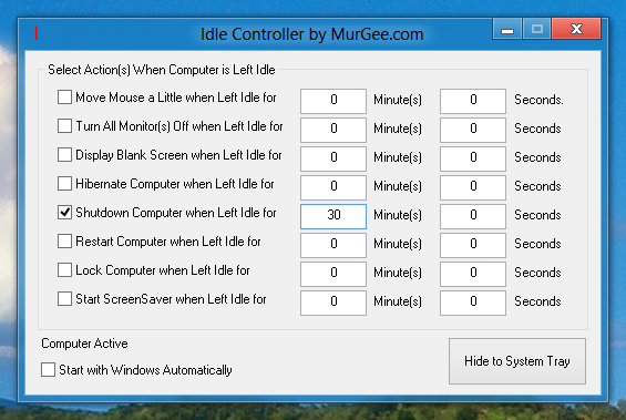Control Idle or Inactive Windows Computer Controller