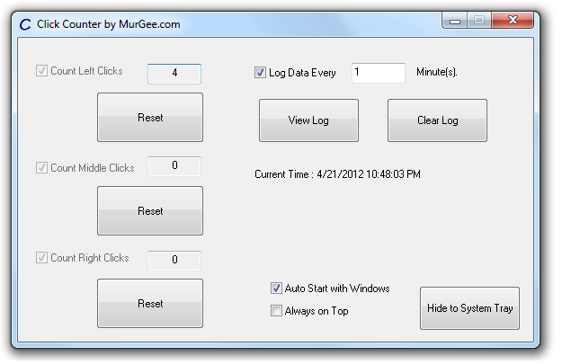 Mouse Click Counter Utility for Windows