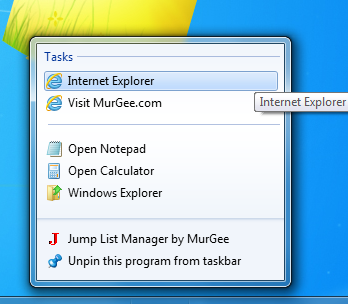 Jump List Software as Windows 8 Start Menu alternative