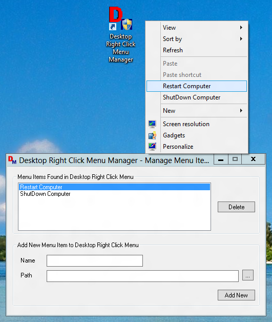 Manage Right Click menu of Windows 8 easily