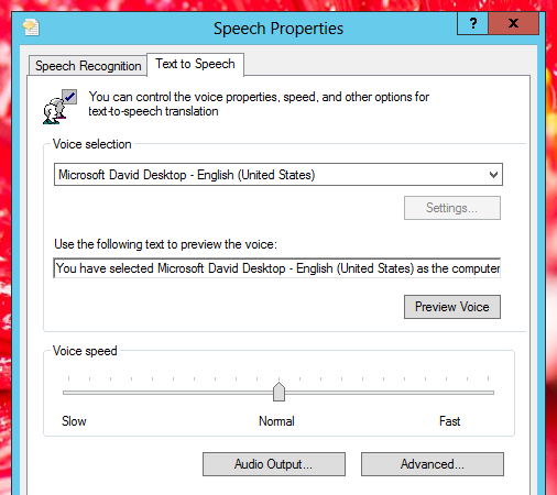 Control Speech Properties using Speech Icon from Control Panel