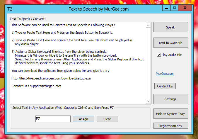 Speak Selected Text, Convert Text to audio file with simple and easy to use Text to Speech Software