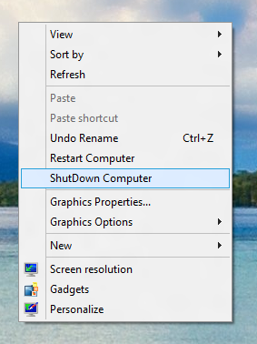 Desktop Menu to Shutdown Windows 8