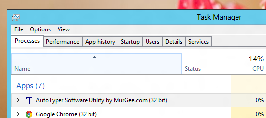 A 32 bit Software displayed in Windows 8 64 bit Task Manager