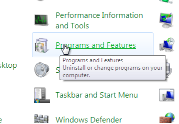 Programs and Features to Uninstall Software on Windows 7