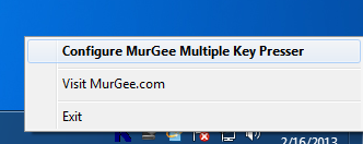 System Tray Menu of Multiple Key Presser