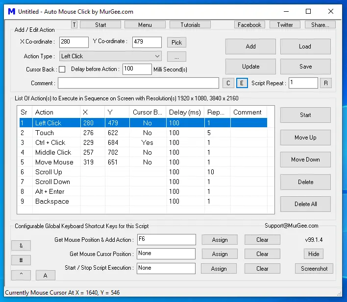 Click at Multiple Locations in Sequence