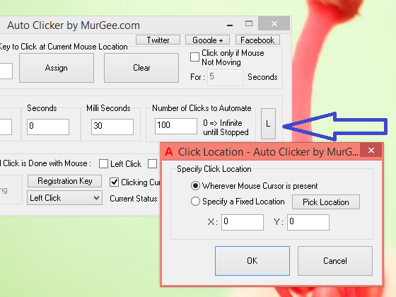 Mouse Click at Fixed Location or Current Mouse Cursor Location