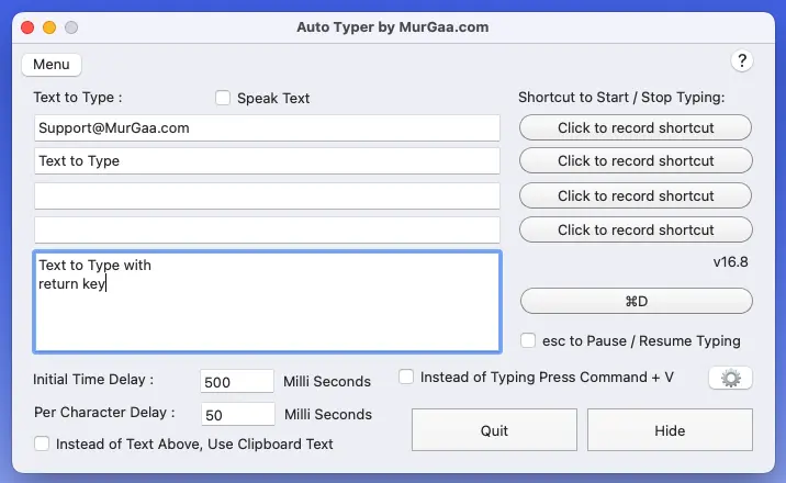 Auto Text Typer for Apple's OS X Macintosh