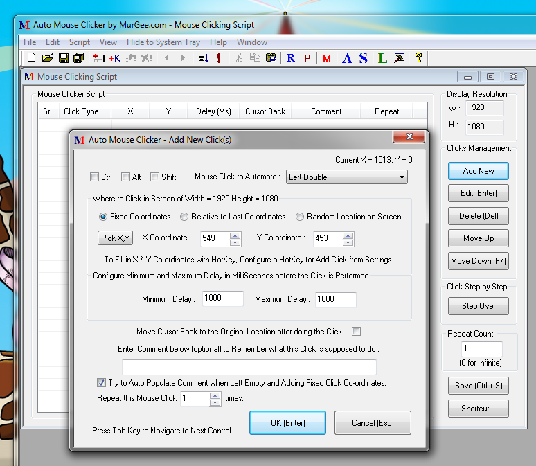 MurGee Auto Mouse Click Sample Scripts